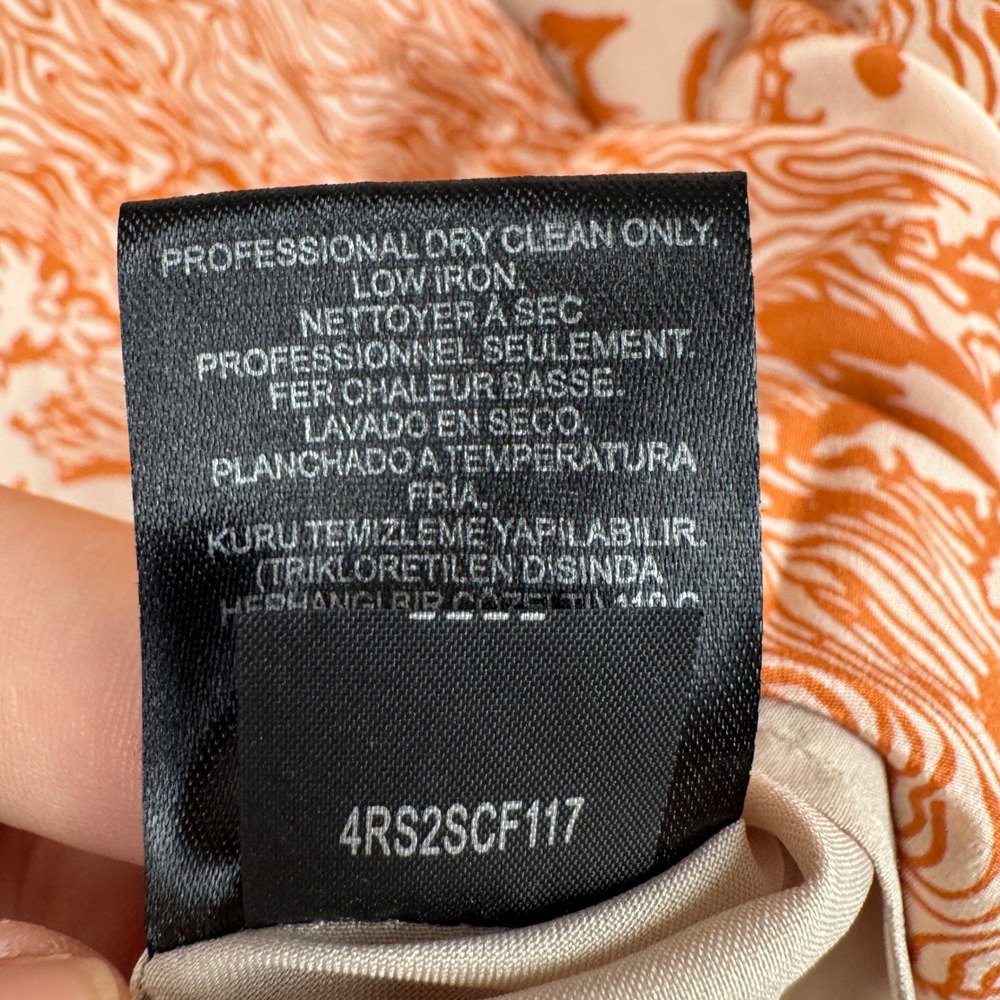 4C Anthropologie Orange Abstract Print Silk Sleeveless Mini Dress 4 4RS2SCF117 - Picture 6 of 8